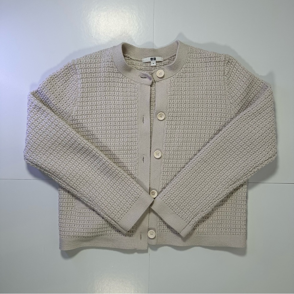 UNIQLO Beige Knit Button‎ Front Cardigan Size M